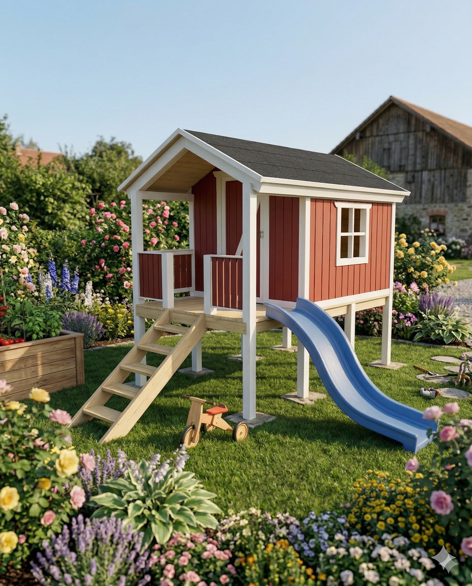 Spielhaus im Garten Grenzabstand Baugenehmigung Holz Spielhaus bauen